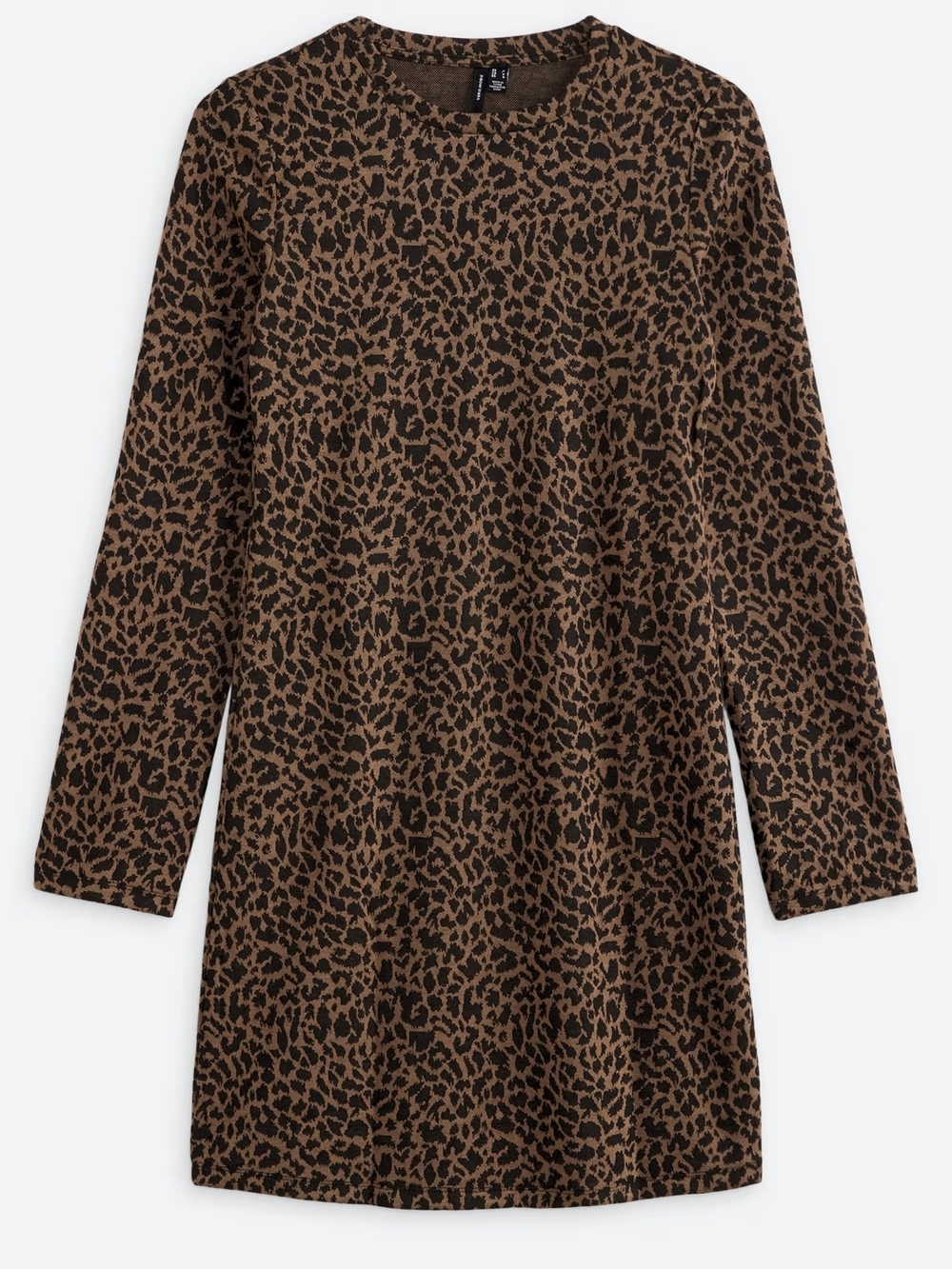 Vero Moda Brown Leopard-Print Long Sleeve Shift Dress